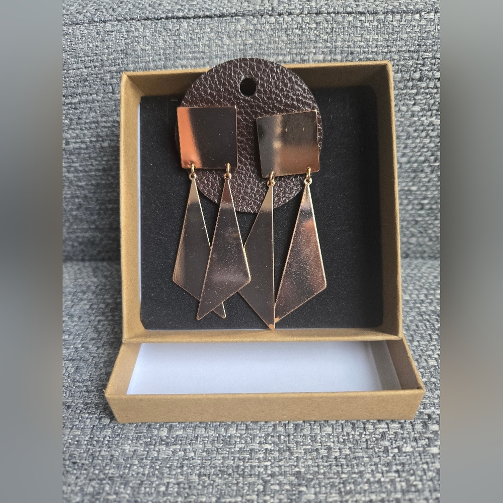 Rose Gold Contemporary Statement Earrings